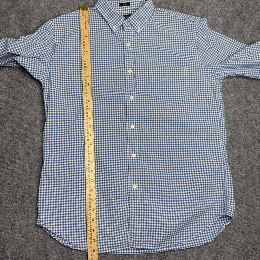 J. Crew Shirt Mens L Blue White Gingham Check Slim Fit Oxford‎ Preppy Office